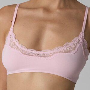 Baby Pink Scoop Bralette with lace trim
